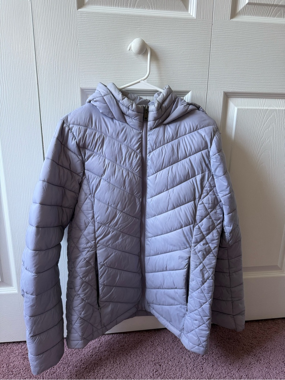 Lavender Quilted Hooded Puffer Jacket